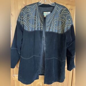 Vintage Atlantic Beach gold studded real leather and suede jacket size Large